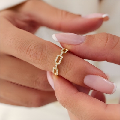 925 Sterling Silver 18K Gold White CZ Cuban Twist Ring with Fast Shipping to Your Country