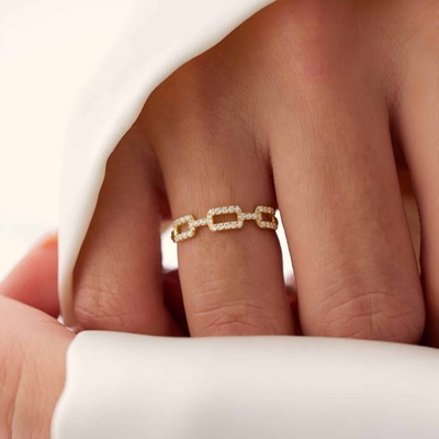 925 Sterling Silver 18K Gold White CZ Cuban Twist Ring with Fast Shipping to Your Country