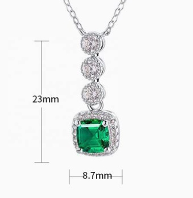 Emerald Retro Pendant Clavicle Chain in 925 Silver with Pave Setting Inlay Technology