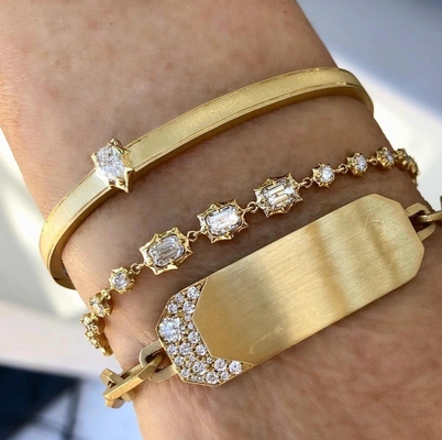 18K Gold Plated Micron Pave CZ Delicate Chain Design Tennis Bracelets Timeless Beauty