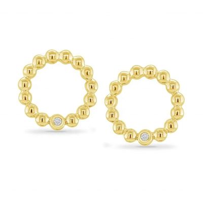 925 스터링 실버 여자 둥근 모양 베젤 세팅 솔리테어 스드 귀걸이 사용자 정의 크기 옵션