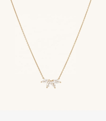 925 은 14K 접착 목걸이 18 인치 마르키즈 토파스 목걸이 및 흰색 CZ 다이아몬드