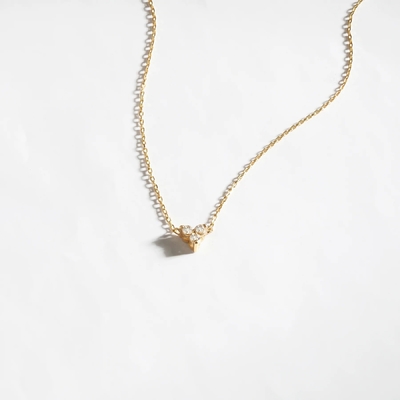 18K 금 지르콘 Pendant 은 사슬 삼중 다이아몬드 큐브 지르콘 목걸이