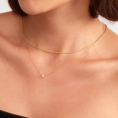 18K 금 지르콘 Pendant 은 사슬 삼중 다이아몬드 큐브 지르콘 목걸이