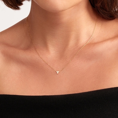 18K 금 지르콘 Pendant 은 사슬 삼중 다이아몬드 큐브 지르콘 목걸이