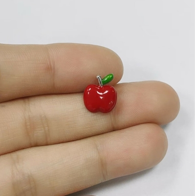 아름다운 빨간색과 녹색 에나멜 사과 귀걸이 925 스터링 은