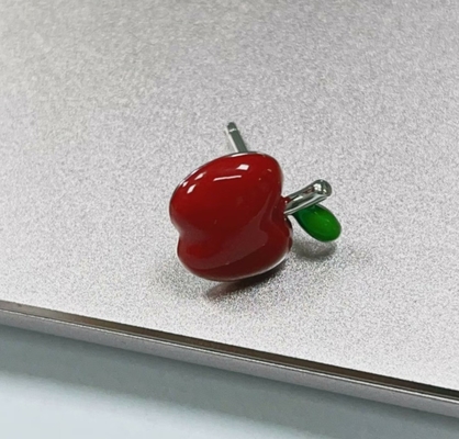 아름다운 빨간색과 녹색 에나멜 사과 귀걸이 925 스터링 은