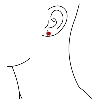 아름다운 빨간색과 녹색 에나멜 사과 귀걸이 925 스터링 은
