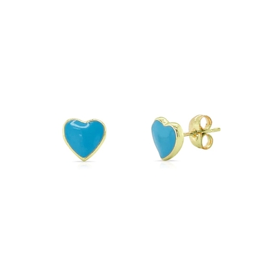 925 Sterling Silver Heart Shape Pink Enamel Stud Earrings for Little Girls' Tradition