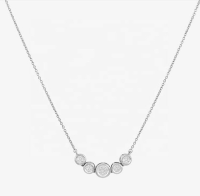 로디움 18K 금 목걸이 여자 1.2mm 흰 금 Cz Pendant