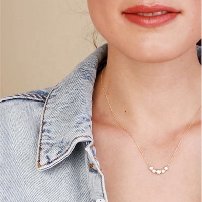 로디움 18K 금 목걸이 여자 1.2mm 흰 금 Cz Pendant