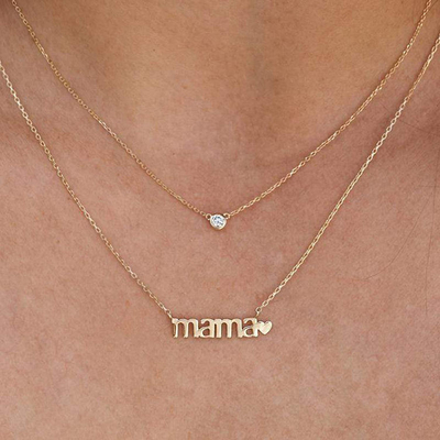 26mm 18K 금색 목걸이 마마 심장 목걸이
