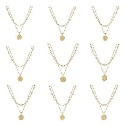 수제 925 스털링 실버 더블 펜던트 페이퍼클립 스태킹 목걸이, 30일 배송