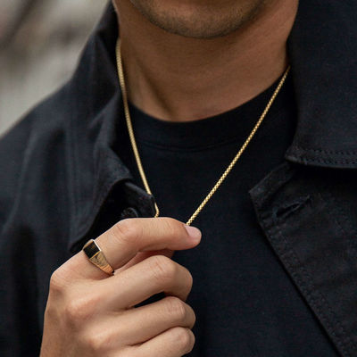 핸드메이드 18K 골드 도금 라운드 박스 체인 목걸이, 빠른 배송 및 맞춤형 로고