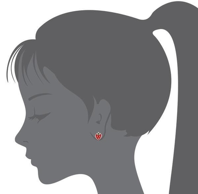 흰색 금으로 칠한 딸기 아기 빨간색과 녹색 에나멜 스크루 백 어린이 귀걸이