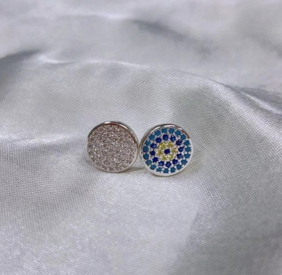 ZIRCON Circle 18K 금으로 칠한 핸드메이드 미크론 파브 CZ 눈 터키 디자인 스드 귀걸이 925 스털링 실버