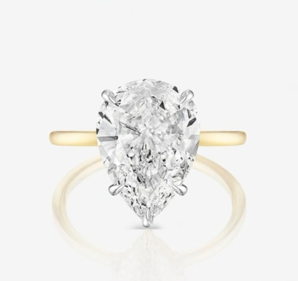 기본 흰색 큐브  Zircon Pear Cut Solitaire 925 스터링 은 결혼 반지
