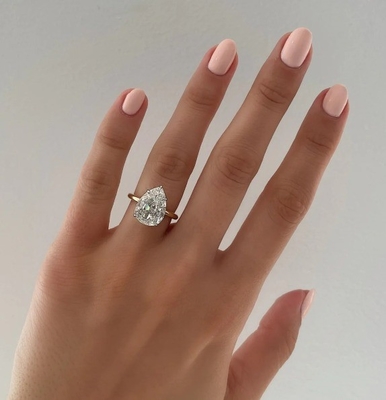 기본 흰색 큐브  Zircon Pear Cut Solitaire 925 스터링 은 결혼 반지