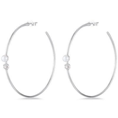 925 스터링 실버 호프 귀걸이 4mm-4.5mm 담수 진주 귀걸이