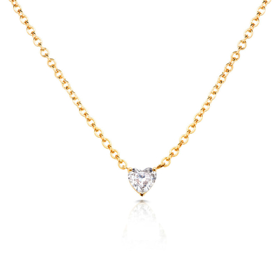 심장 큐브 Zircon 18K 금으로 접힌 여성 목걸이