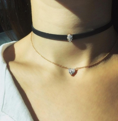 심장 큐브 Zircon 18K 금으로 접힌 여성 목걸이