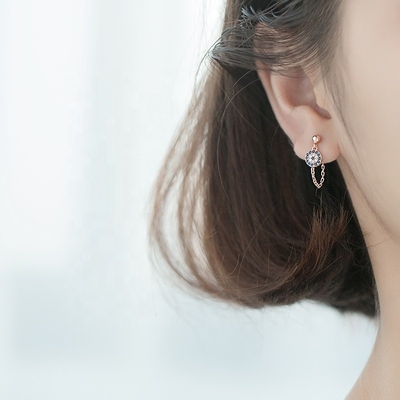 925 스터링 실버 CZ 다이아몬드 골드 플래티드 아이 스터드 여성용 귀걸이 은/황금