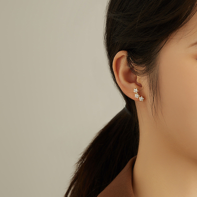 18K 금 925 스털링 실버 스타 큐브 지르코니아 스드 귀걸이 여성 액세서리