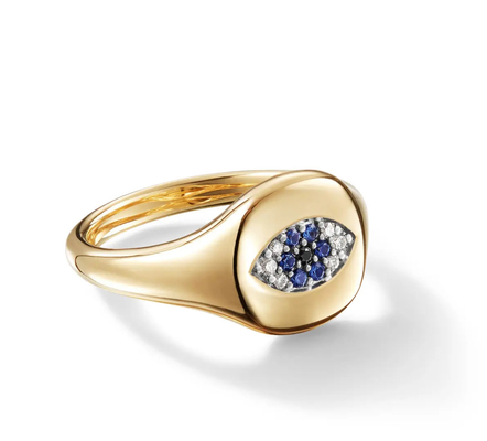 브라질 케이블 수집품 Evil Eye 미니 피니 링 18K 금 흰색 CZ 925 은