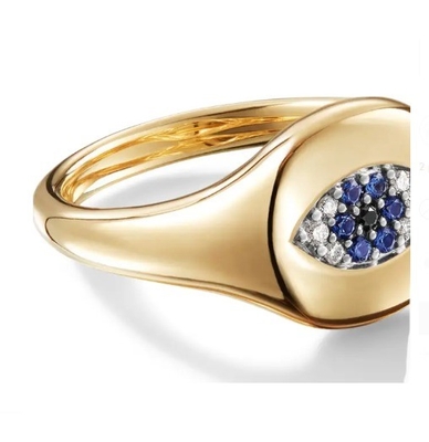 브라질 케이블 수집품 Evil Eye 미니 피니 링 18K 금 흰색 CZ 925 은