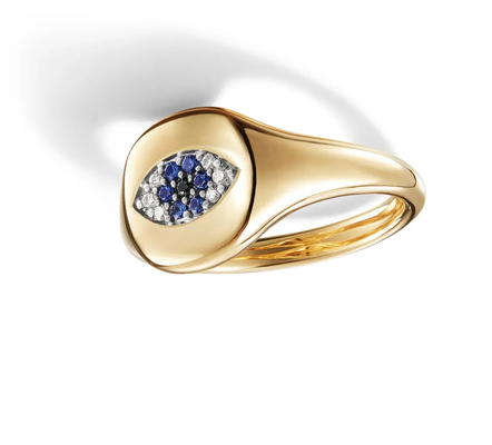 브라질 케이블 수집품 Evil Eye 미니 피니 링 18K 금 흰색 CZ 925 은