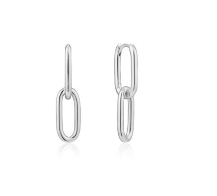 결혼식용 단순 은 케이블 링크 스터드 귀걸이 30mm 높이 우아한 디자인