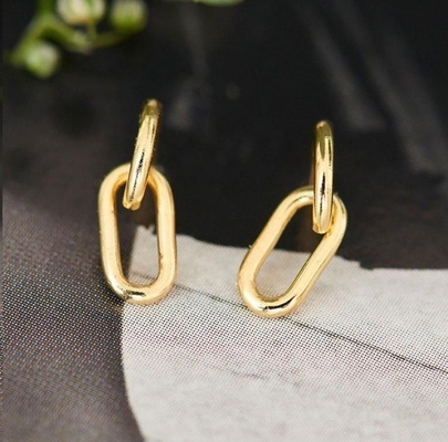 결혼식용 단순 은 케이블 링크 스터드 귀걸이 30mm 높이 우아한 디자인