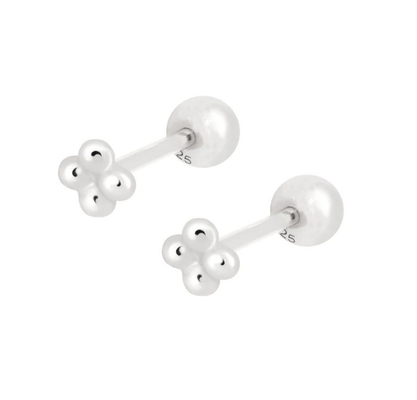 6mm 은 작은 진주 공 바벨 스터드 귀걸이 나사 뒷면 보석