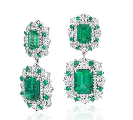 925 Sterling Silver Dubai Engagement Women's Earrings with Brazilian Emerald Gemstone