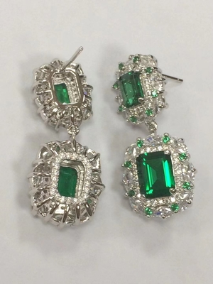 925 Sterling Silver Dubai Engagement Women's Earrings with Brazilian Emerald Gemstone