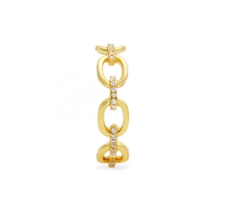 Silver 14K Gold Plated Link Ring with Clear CZ Offered by OEM in Silver