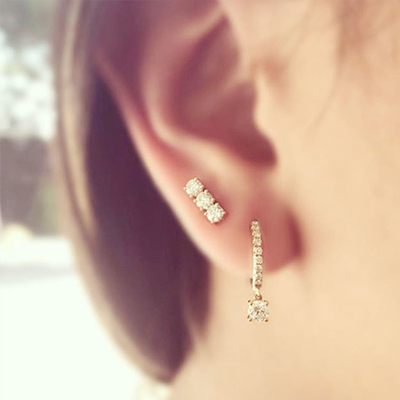 Cute Style Fashionable Jewelry Crystal Cubic Zirconia Hoop Earrings For Women