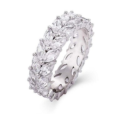 925 Sterling Silver Marquise White Gold CZ Eternity Band Rings Express Service DHL