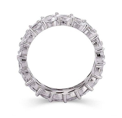 925 Sterling Silver Marquise White Gold CZ Eternity Band Rings Express Service DHL