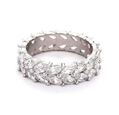 925 Sterling Silver Marquise White Gold CZ Eternity Band Rings Express Service DHL
