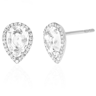 925 Sterling Silver 14K Gold Cubic Zircon Teardrop Shape Stud Earrings For Women Daily Jewelry