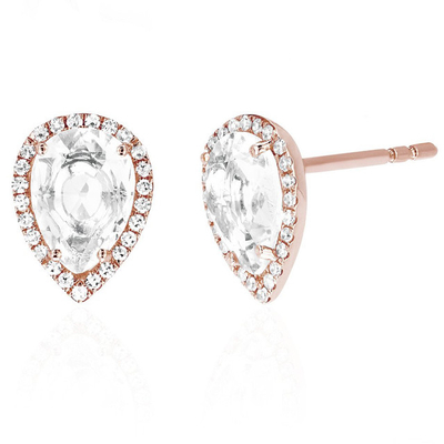 925 Sterling Silver 14K Gold Cubic Zircon Teardrop Shape Stud Earrings For Women Daily Jewelry