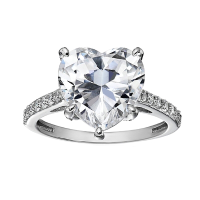 마이크로 삽입 인레이 기술 심장 절단 CZ 돌 925 스털링 은 engagement ring