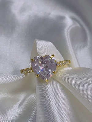 마이크로 삽입 인레이 기술 심장 절단 CZ 돌 925 스털링 은 engagement ring
