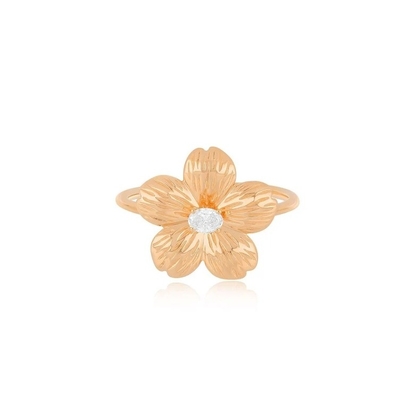 Forever Flower 18K 금으로 칠한 타원형 CZ 여자 반지 925 스터링 은 보석