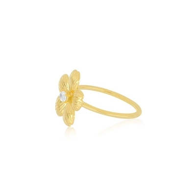 Forever Flower 18K 금으로 칠한 타원형 CZ 여자 반지 925 스터링 은 보석