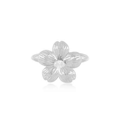 Forever Flower 18K 금으로 칠한 타원형 CZ 여자 반지 925 스터링 은 보석