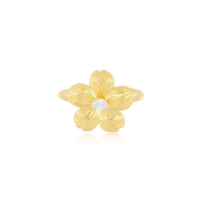 Forever Flower 18K 금으로 칠한 타원형 CZ 여자 반지 925 스터링 은 보석