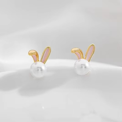 유월절 토끼 진주 귀걸이 섬세한 Zircon Studs 토끼 고구마 귀여운 보석 선물