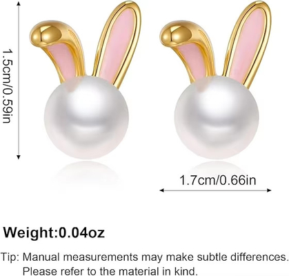 유월절 토끼 진주 귀걸이 섬세한 Zircon Studs 토끼 고구마 귀여운 보석 선물